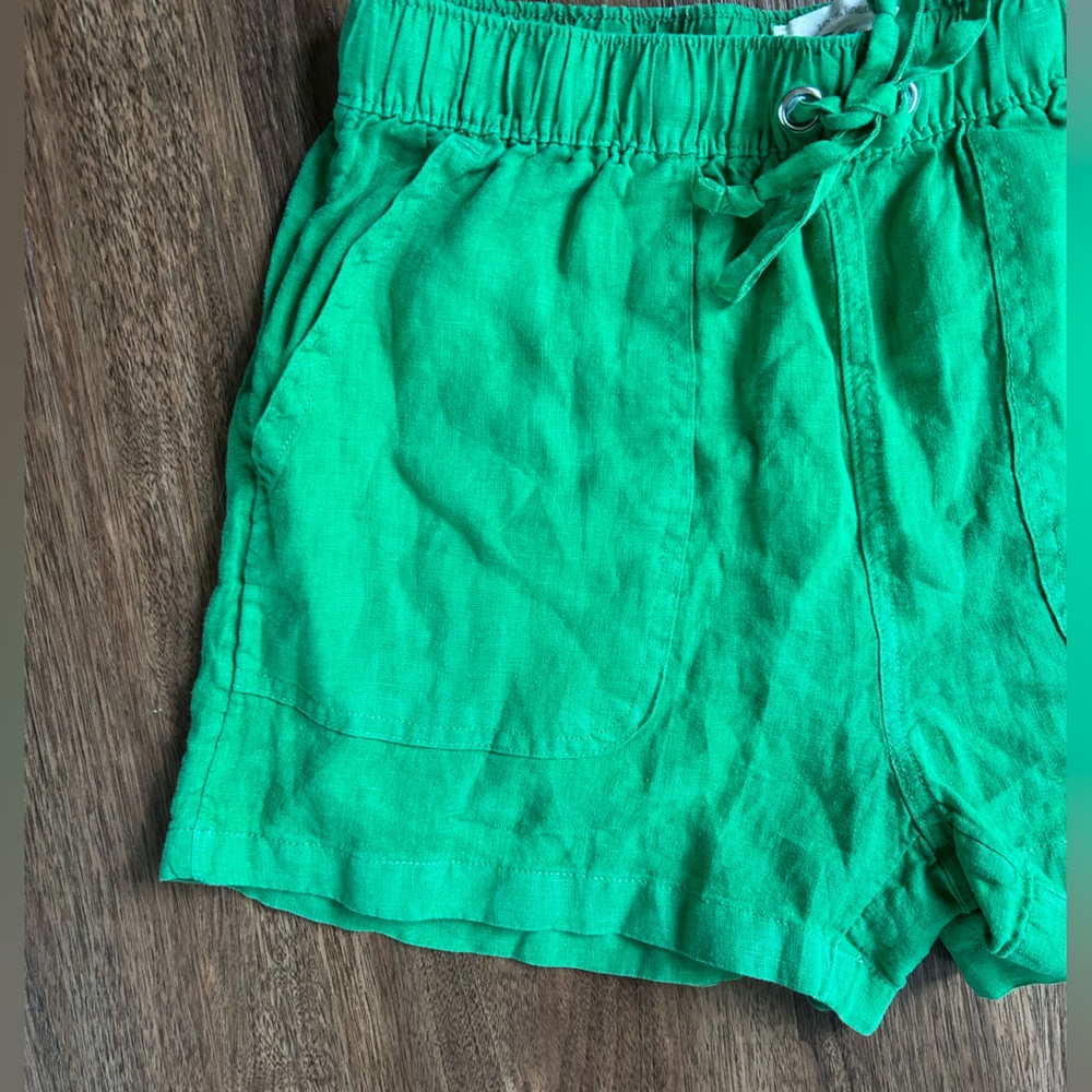 C&C CALIFORNIA Linen High Waist Kelly Green Shorts Elastic Coastal Casual | Sz S - Picture 4 of 8